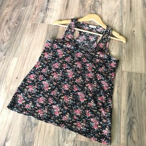 Black Lace floral racerback tank top